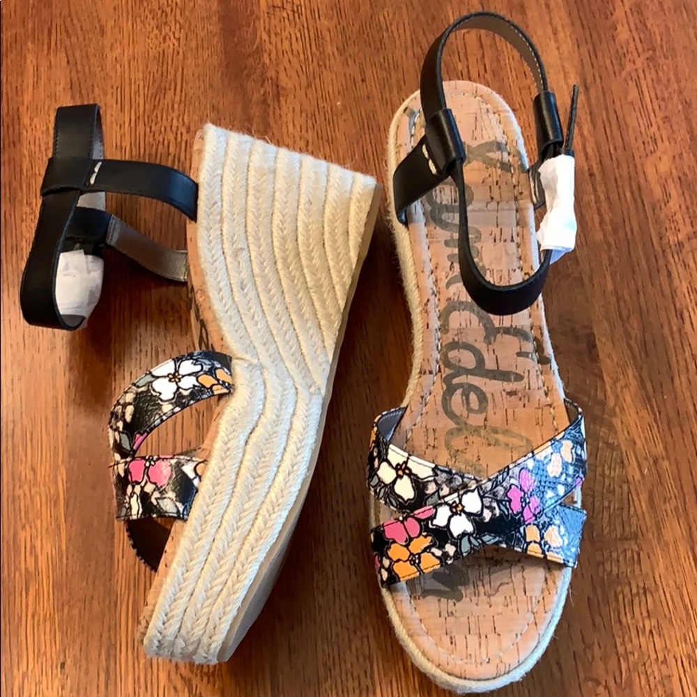Sam Edelman Floral Destin Espadrille Wedges, Sz 12